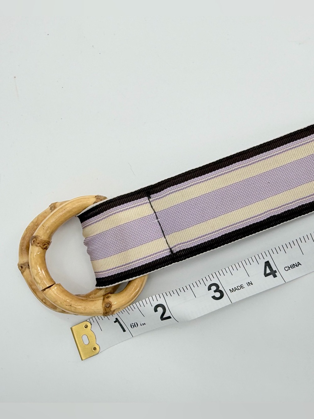 J. Crew Belt Womens S/M Grosgrain Ribbon D-Ring Bambo Purple Striped READ - Picture 6 of 9